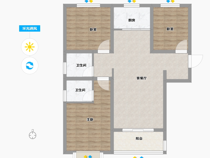 河北省-石家庄市-帝华御锦苑-85.11-户型库-采光通风