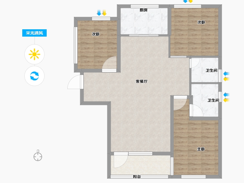 河北省-石家庄市-润江壹號-100.12-户型库-采光通风