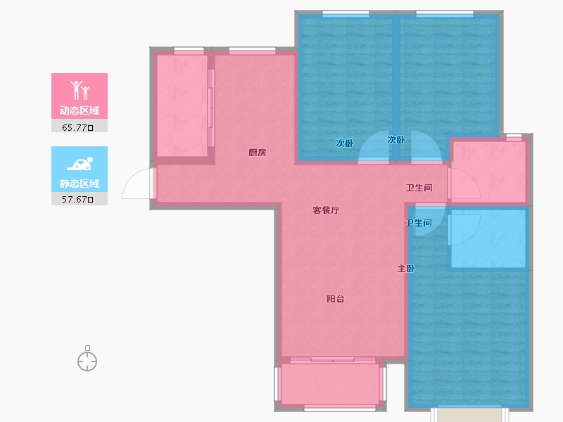 河北省-石家庄市-新合国际锦合园-111.00-户型库-动静分区