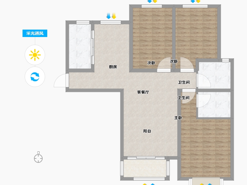 河北省-石家庄市-新合国际锦合园-111.00-户型库-采光通风