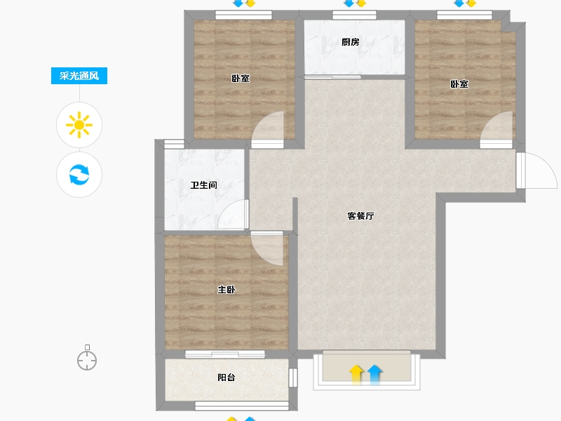 河北省-石家庄市-帝华御锦苑-74.11-户型库-采光通风