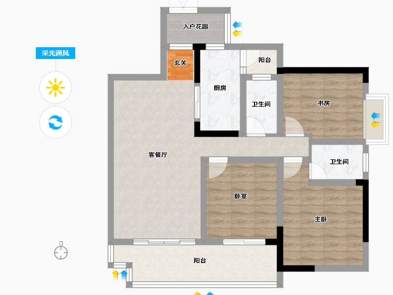 四川省-成都市-吉祥湾-89.00-户型库-采光通风