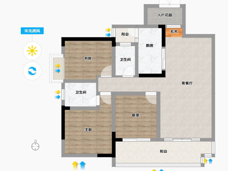 四川省-成都市-吉祥湾-89.94-户型库-采光通风