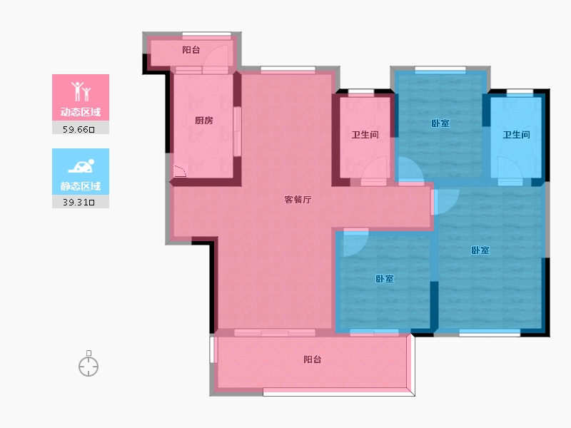 四川省-成都市-融创九天一城-86.73-户型库-动静分区