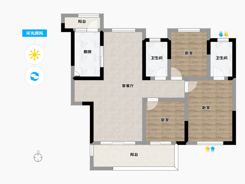 四川省-成都市-融创九天一城-86.73-户型库-采光通风