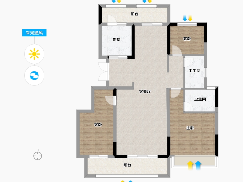 贵州省-遵义市-金科白鹭湖-110.75-户型库-采光通风