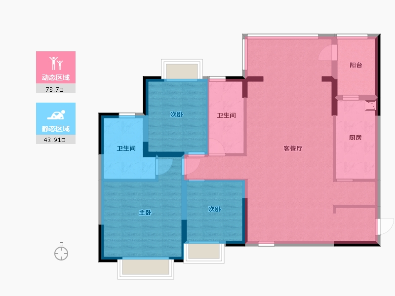 贵州省-贵阳市-贵阳恒大未来城-105.61-户型库-动静分区