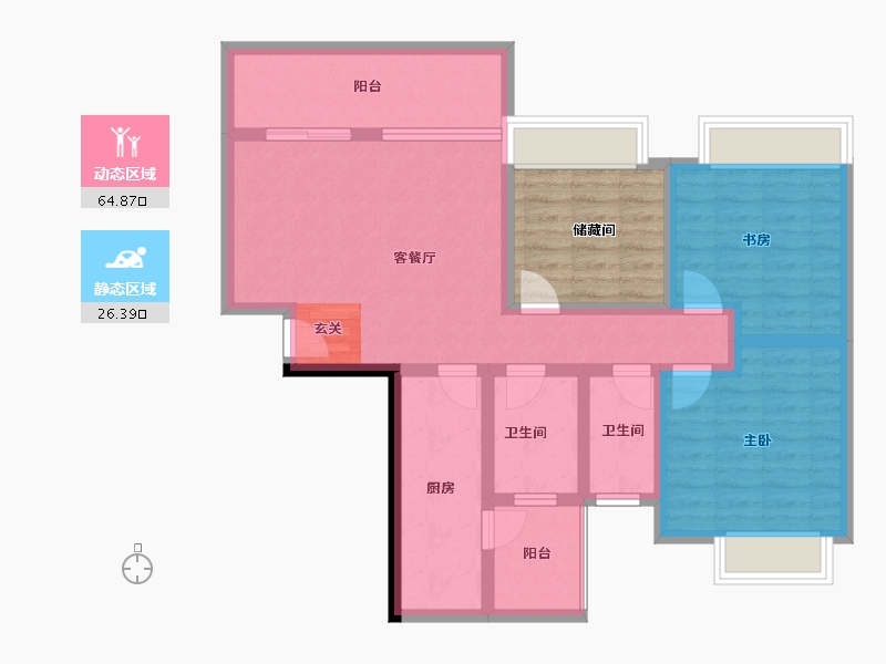 四川省-成都市-吉祥湾-88.29-户型库-动静分区