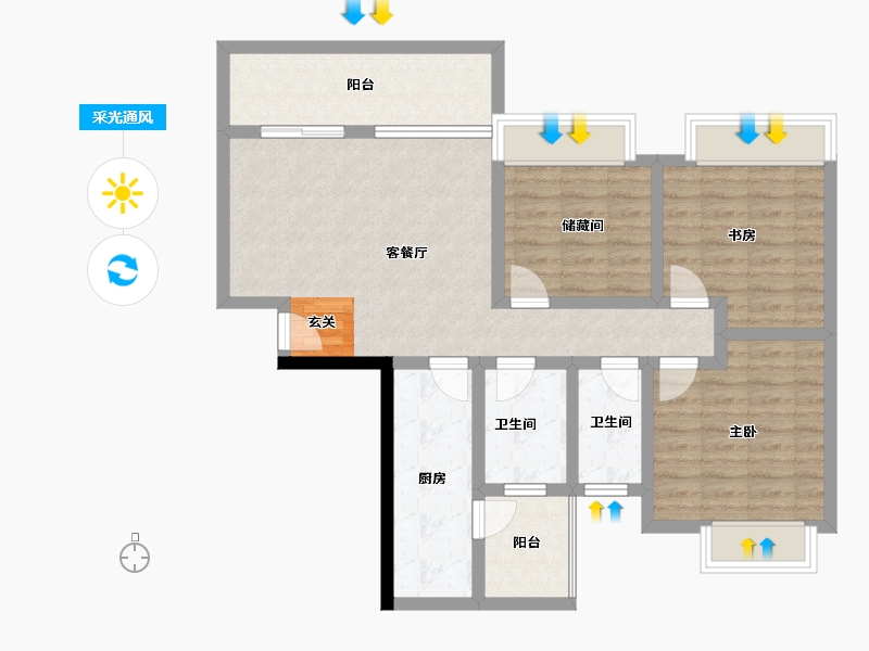 四川省-成都市-吉祥湾-88.29-户型库-采光通风