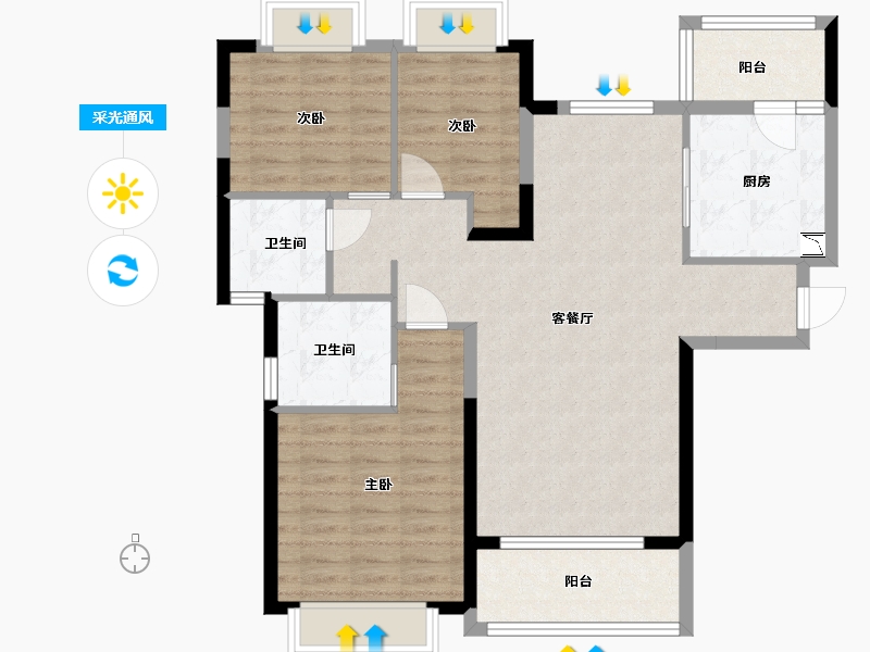 贵州省-贵阳市-贵阳恒大未来城-95.20-户型库-采光通风