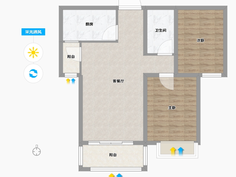 河北省-石家庄市-新合国际锦合园-73.00-户型库-采光通风