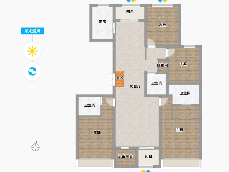 河北省-石家庄市-荣盛•御府上院-134.71-户型库-采光通风