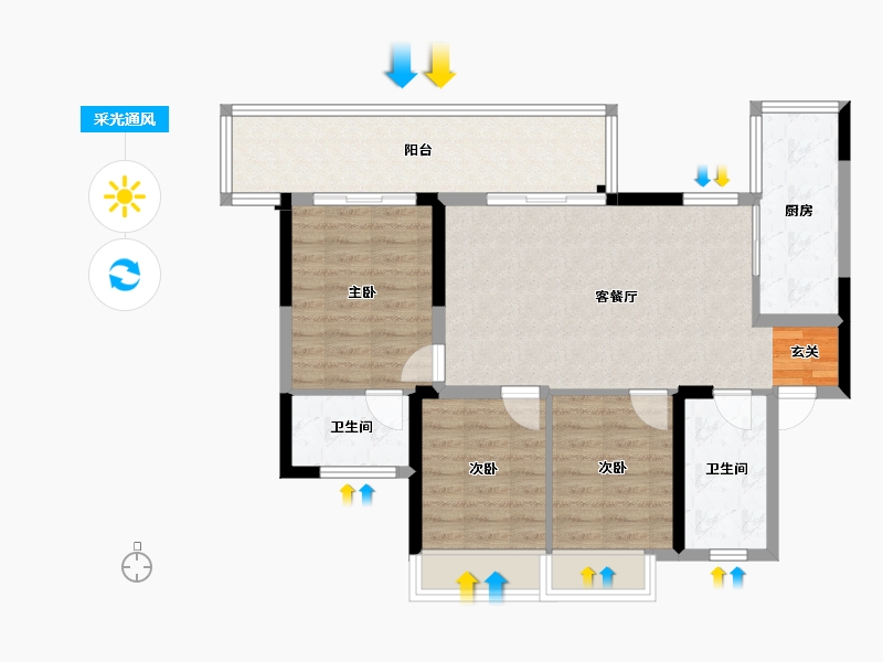 四川省-成都市-绿洲国际金座-86.50-户型库-采光通风