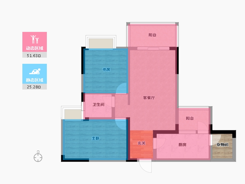 四川省-成都市-吉祥湾-70.89-户型库-动静分区