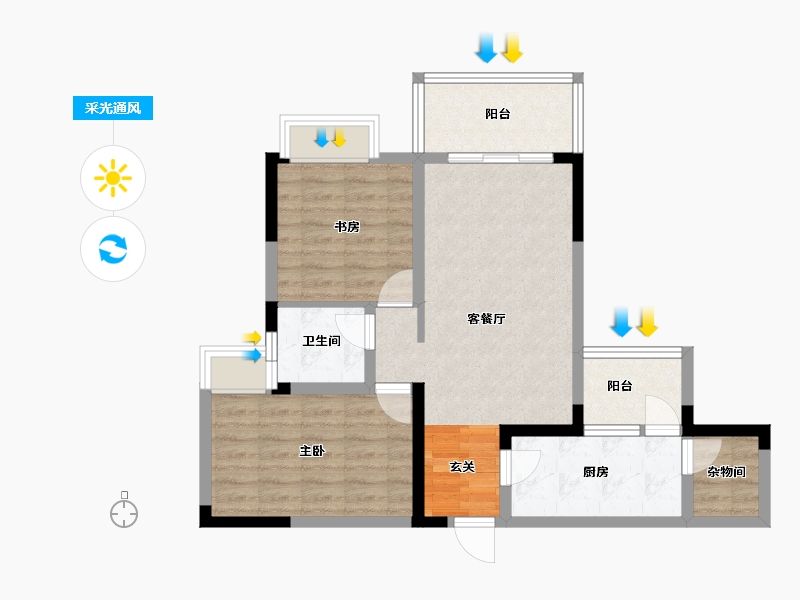 四川省-成都市-吉祥湾-70.89-户型库-采光通风