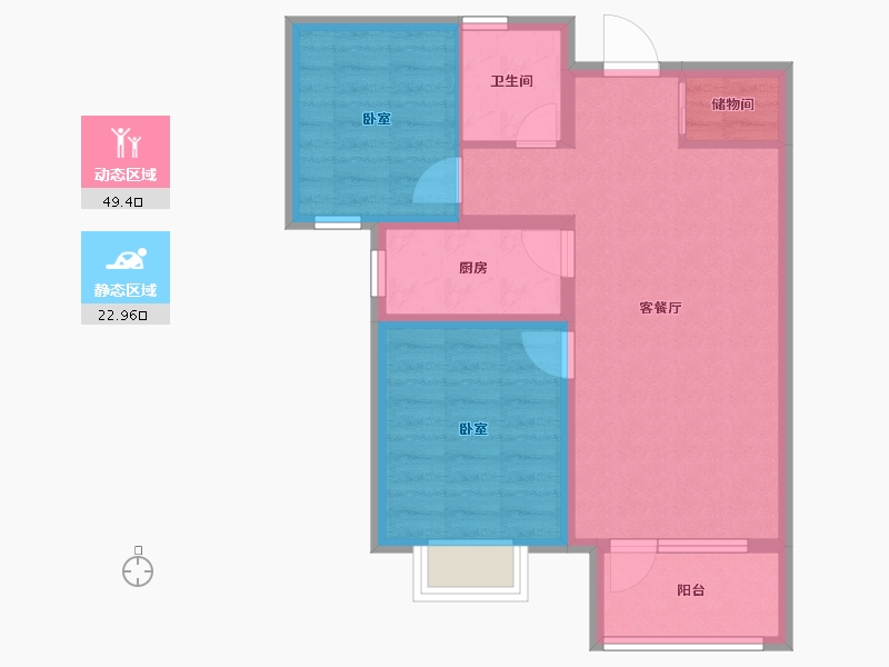 河北省-石家庄市-唐宫原著名邸-64.11-户型库-动静分区