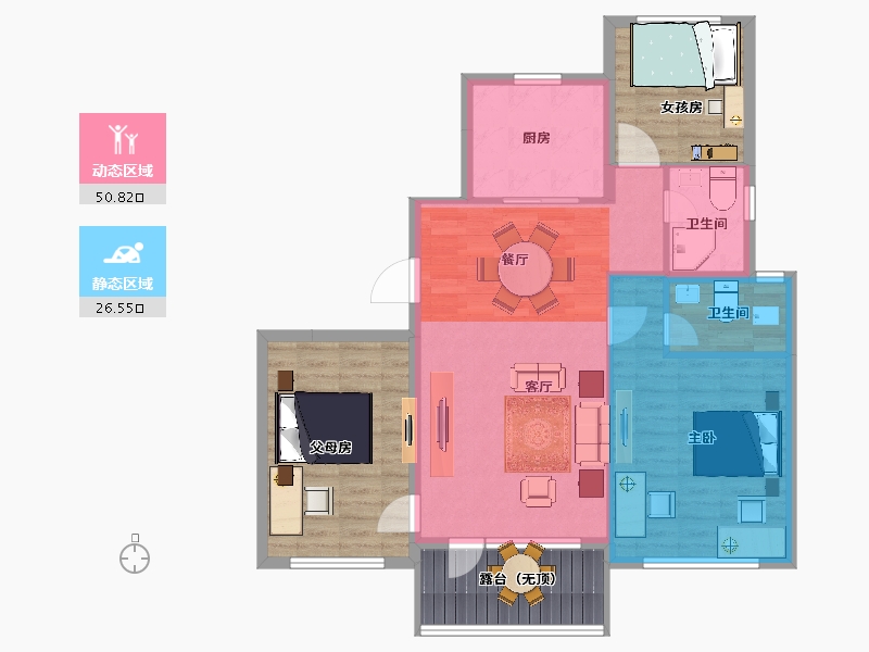 河北省-石家庄市-碧桂园桃园里-103.48-户型库-动静分区