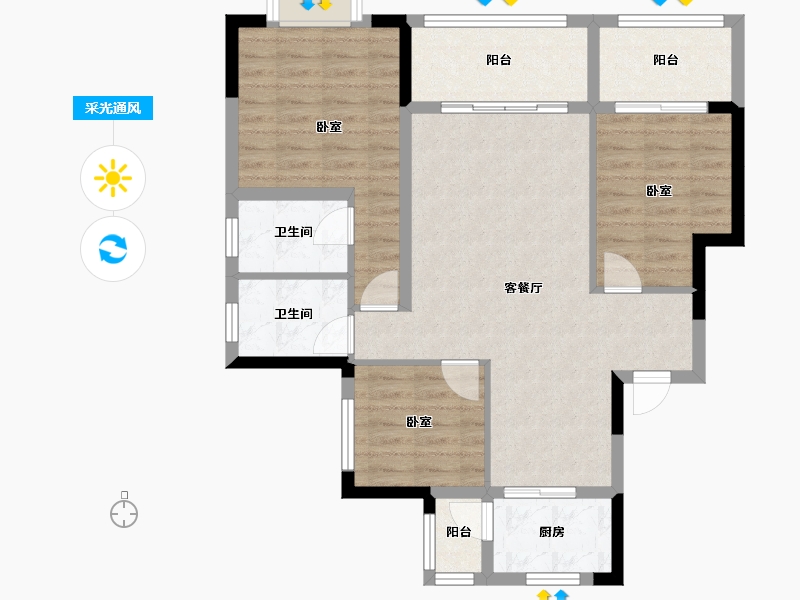 四川省-成都市-橙果栖岸-84.90-户型库-采光通风