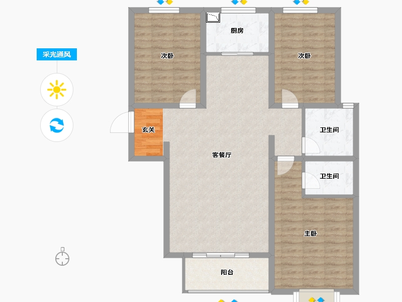 河北省-石家庄市-智慧健康城-101.00-户型库-采光通风