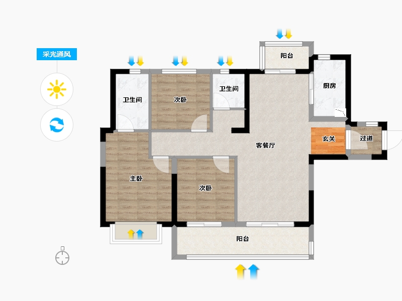 四川省-成都市-金融街融府-89.85-户型库-采光通风