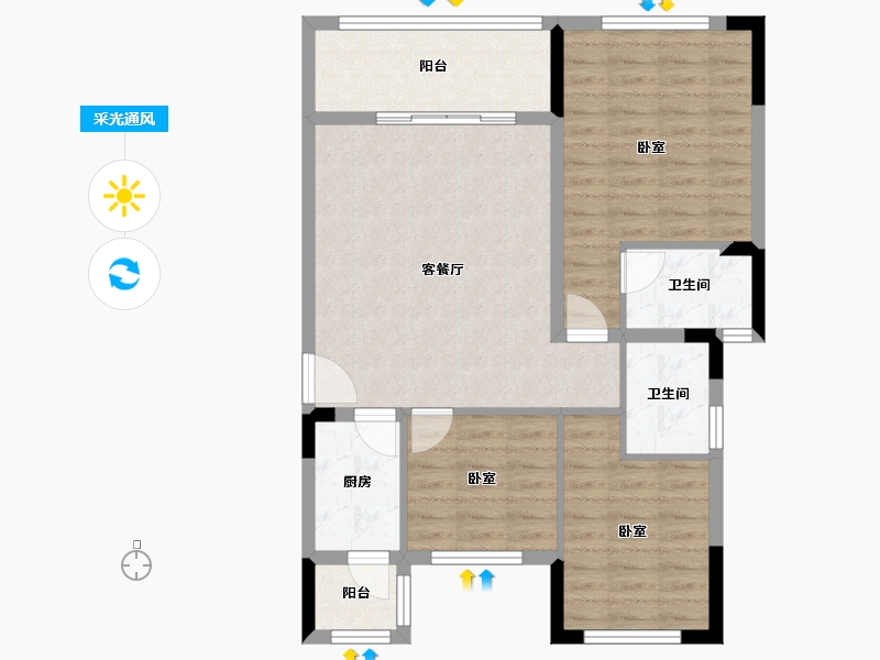 四川省-成都市-橙果栖岸-80.15-户型库-采光通风