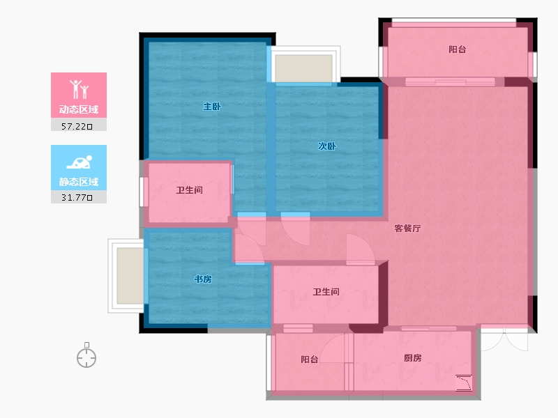 贵州省-贵阳市-温泉御景外滩壹号-78.56-户型库-动静分区