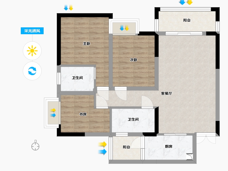 贵州省-贵阳市-温泉御景外滩壹号-78.56-户型库-采光通风