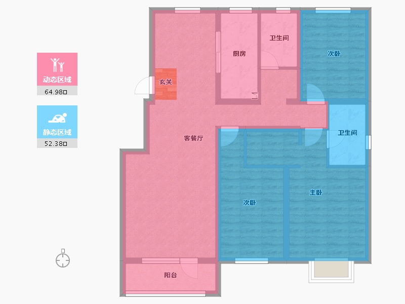 河北省-石家庄市-鹿泉健康城-104.15-户型库-动静分区