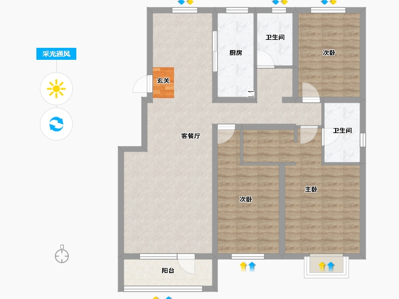 河北省-石家庄市-鹿泉健康城-104.15-户型库-采光通风