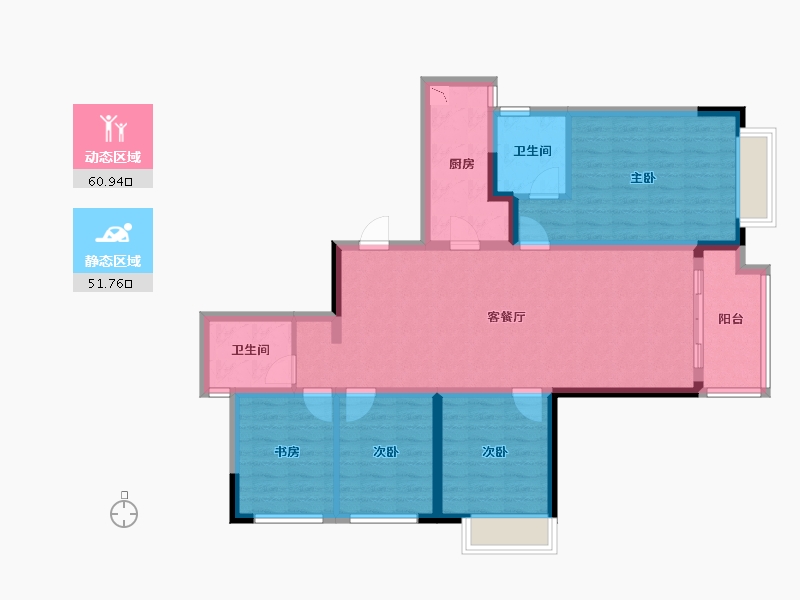 四川省-成都市-天府万科城-100.41-户型库-动静分区