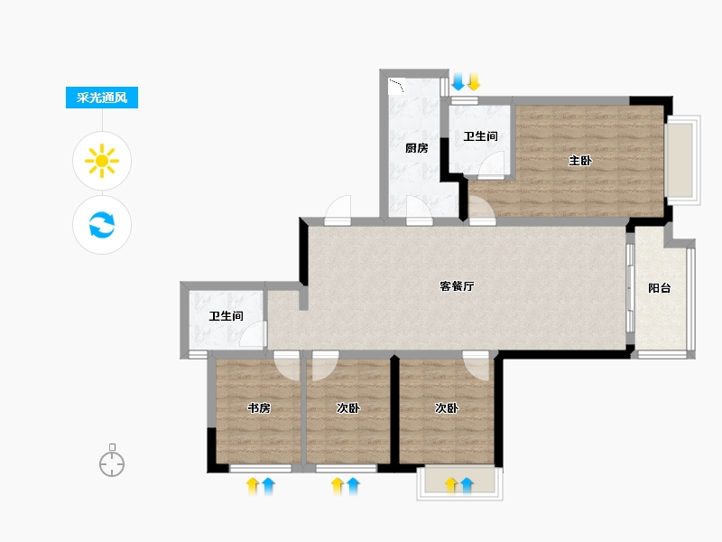 四川省-成都市-天府万科城-100.41-户型库-采光通风