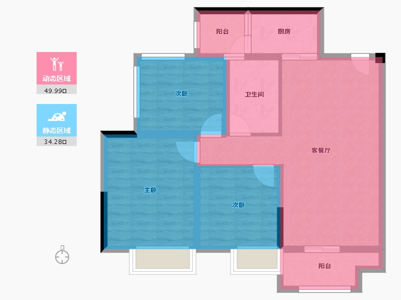 贵州省-遵义市-鑫湖澜悦台-74.56-户型库-动静分区