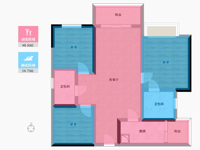 四川省-眉山市-融创南凌樾-74.58-户型库-动静分区