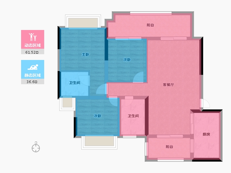 贵州省-遵义市-金科观天下-87.32-户型库-动静分区