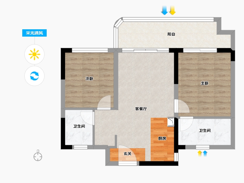 河北省-石家庄市-融创西双版纳旅游度假区-63.94-户型库-采光通风