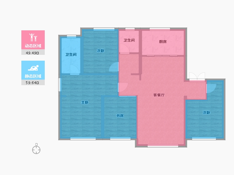 黑龙江省-牡丹江市-汇龙-98.65-户型库-动静分区