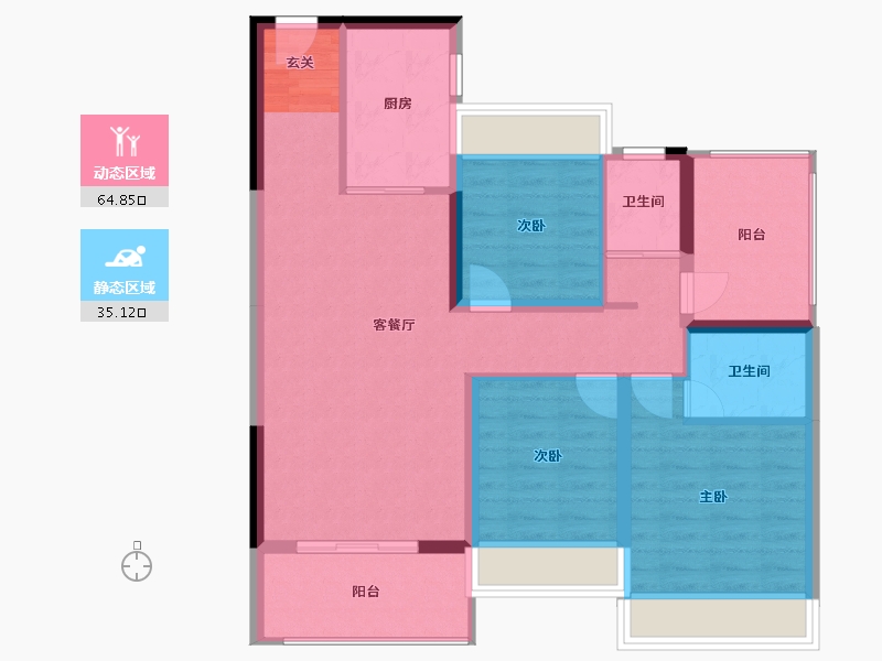 广西壮族自治区-柳州市-联发滨江壹号-89.63-户型库-动静分区