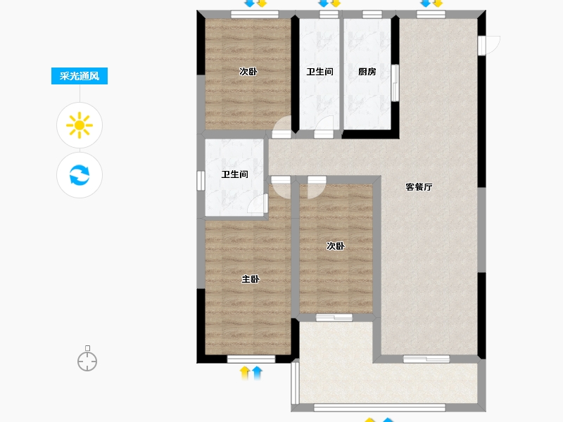 贵州省-遵义市-隆成城市之星-85.85-户型库-采光通风