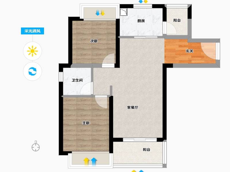 河北省-石家庄市-融创西双版纳旅游度假区-60.78-户型库-采光通风