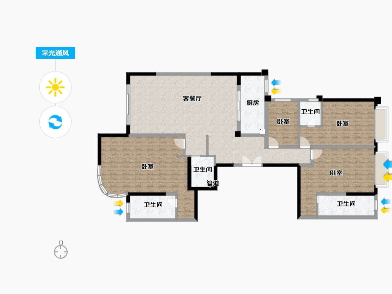 四川省-成都市-七一城市森林花园-157.43-户型库-采光通风