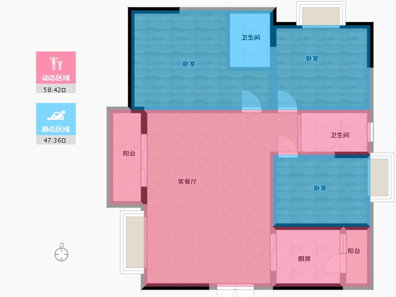 四川省-成都市-鹭湖宫17区全景舱-94.79-户型库-动静分区