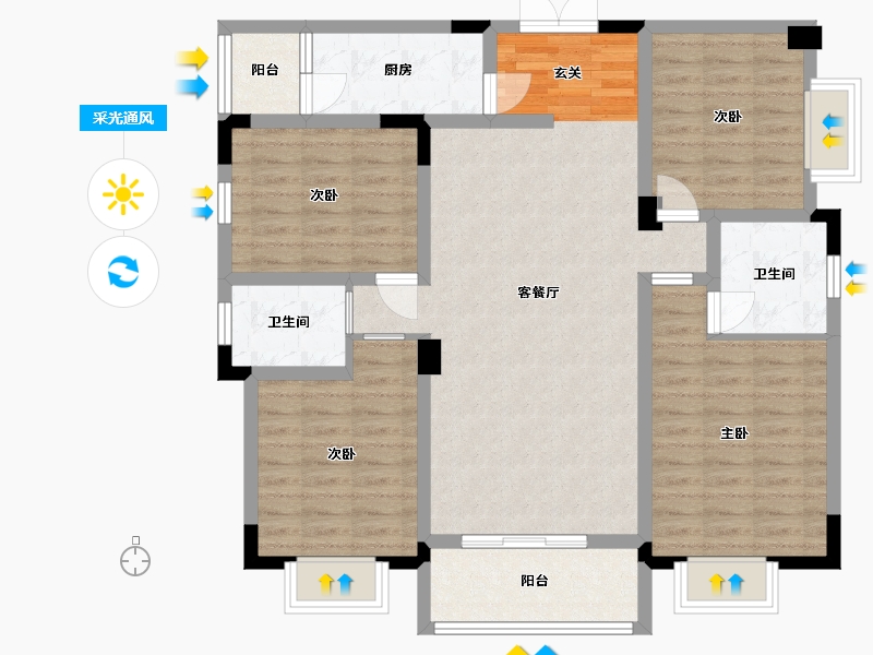 贵州省-贵阳市-息烽1号-106.14-户型库-采光通风