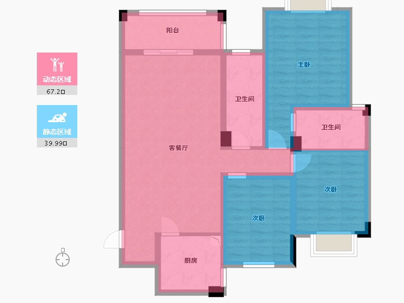 贵州省-贵阳市-息烽1号-94.74-户型库-动静分区