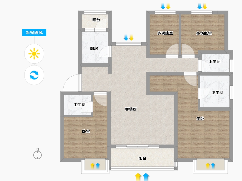 河北省-石家庄市-天山依澜-98.73-户型库-采光通风