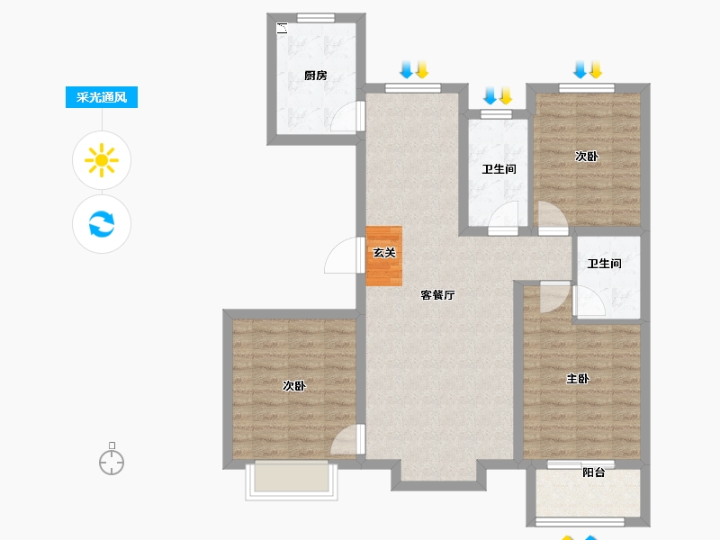 河北省-石家庄市-紫竹锦江-91.00-户型库-采光通风