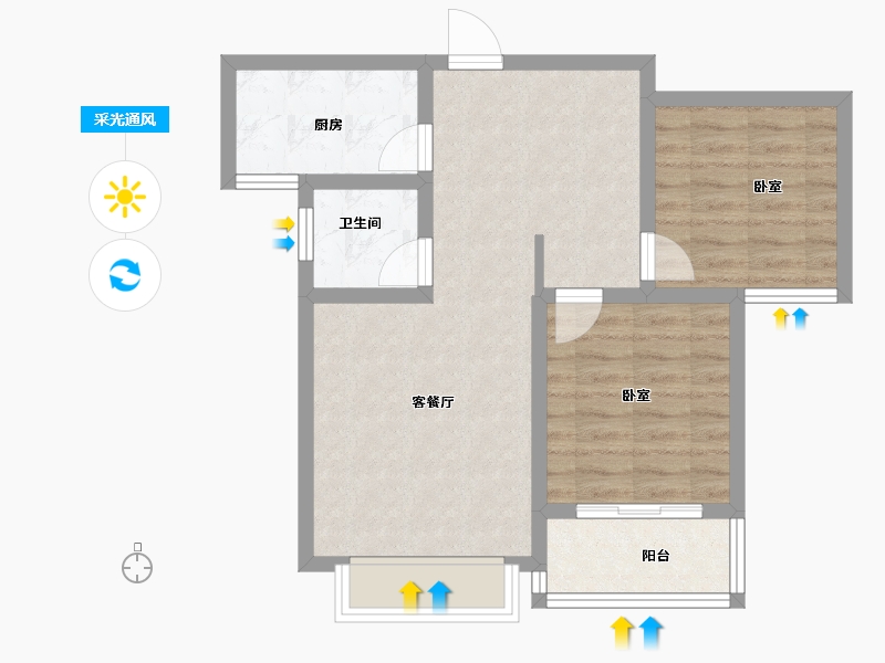 河北省-石家庄市-帝华鸿府-61.86-户型库-采光通风