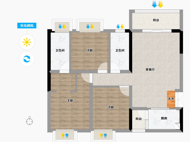 四川省-成都市-彭州万达广场-82.10-户型库-采光通风