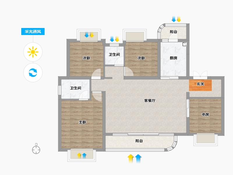 四川省-成都市-蓝光未来-98.94-户型库-采光通风