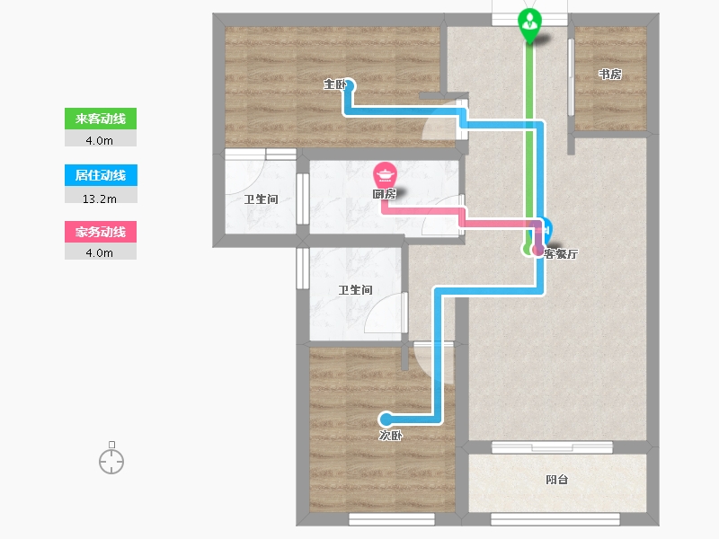 河北省-石家庄市-真实桃园里-65.42-户型库-动静线