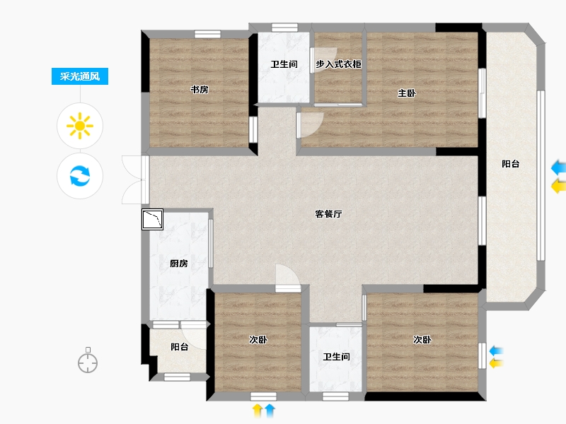 四川省-成都市-融创观玺台-115.83-户型库-采光通风